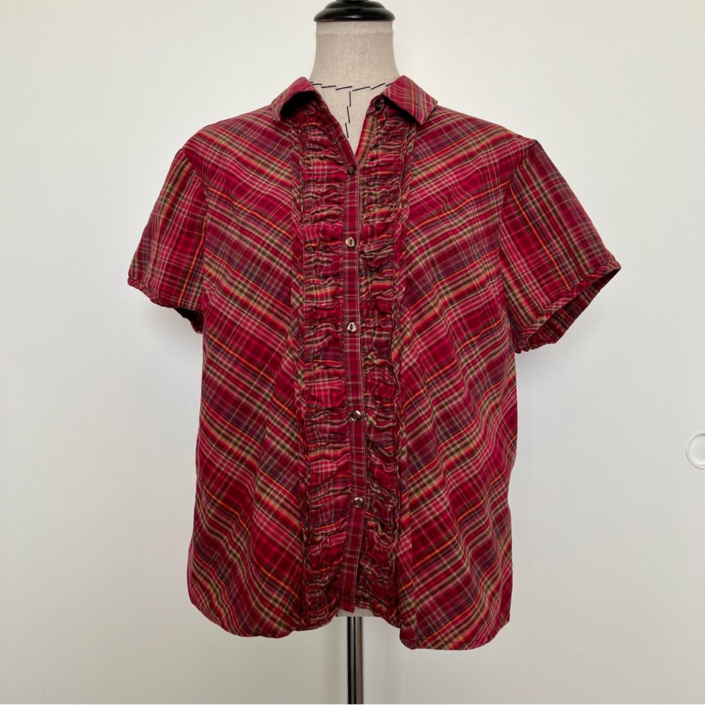 Liz Claiborne colorful red button down blouse